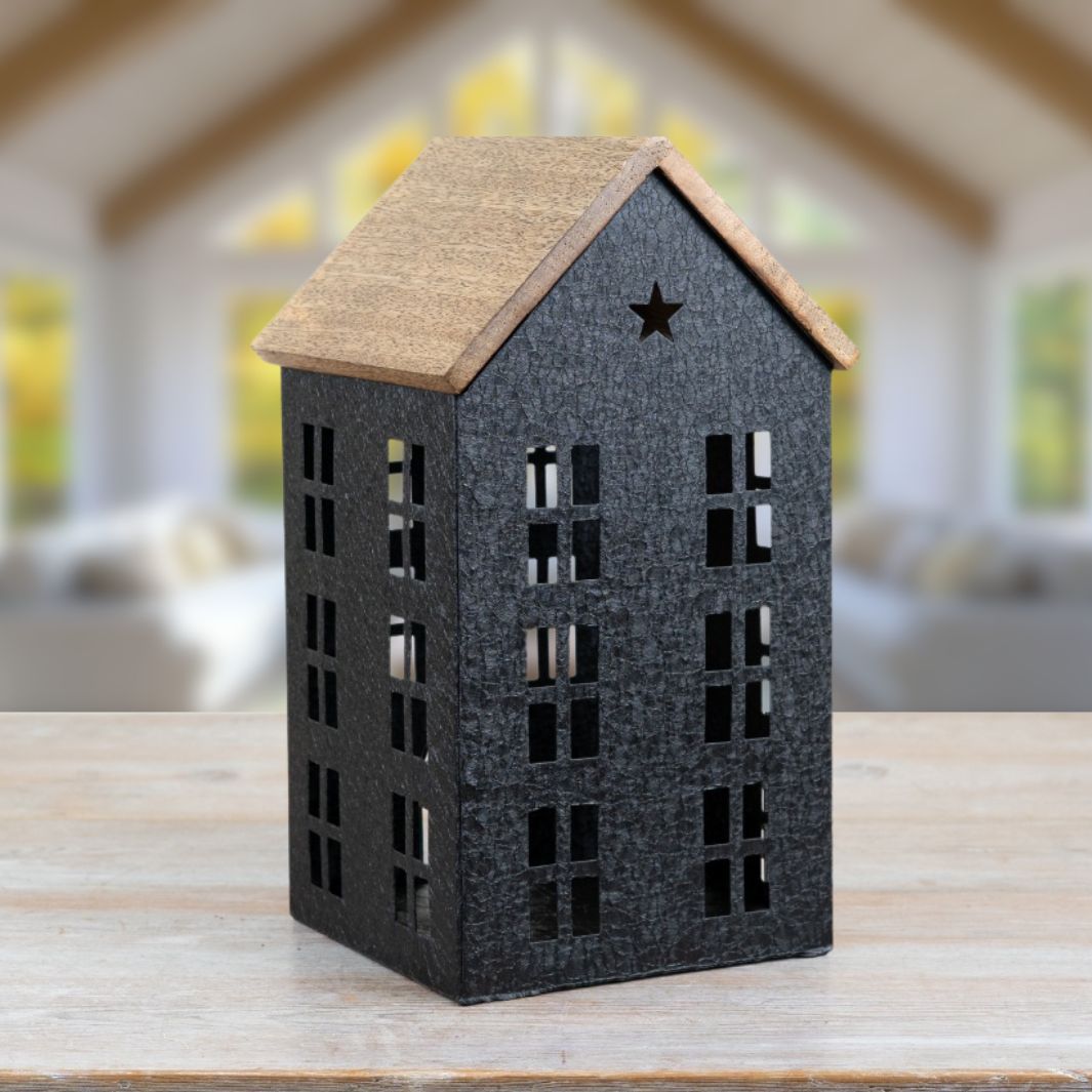 Black Iron Townhouse with Wooden Roof