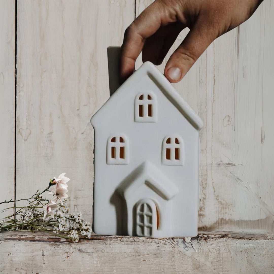 White Ceramic Cottage - No. 12 - Stanley and Floyd