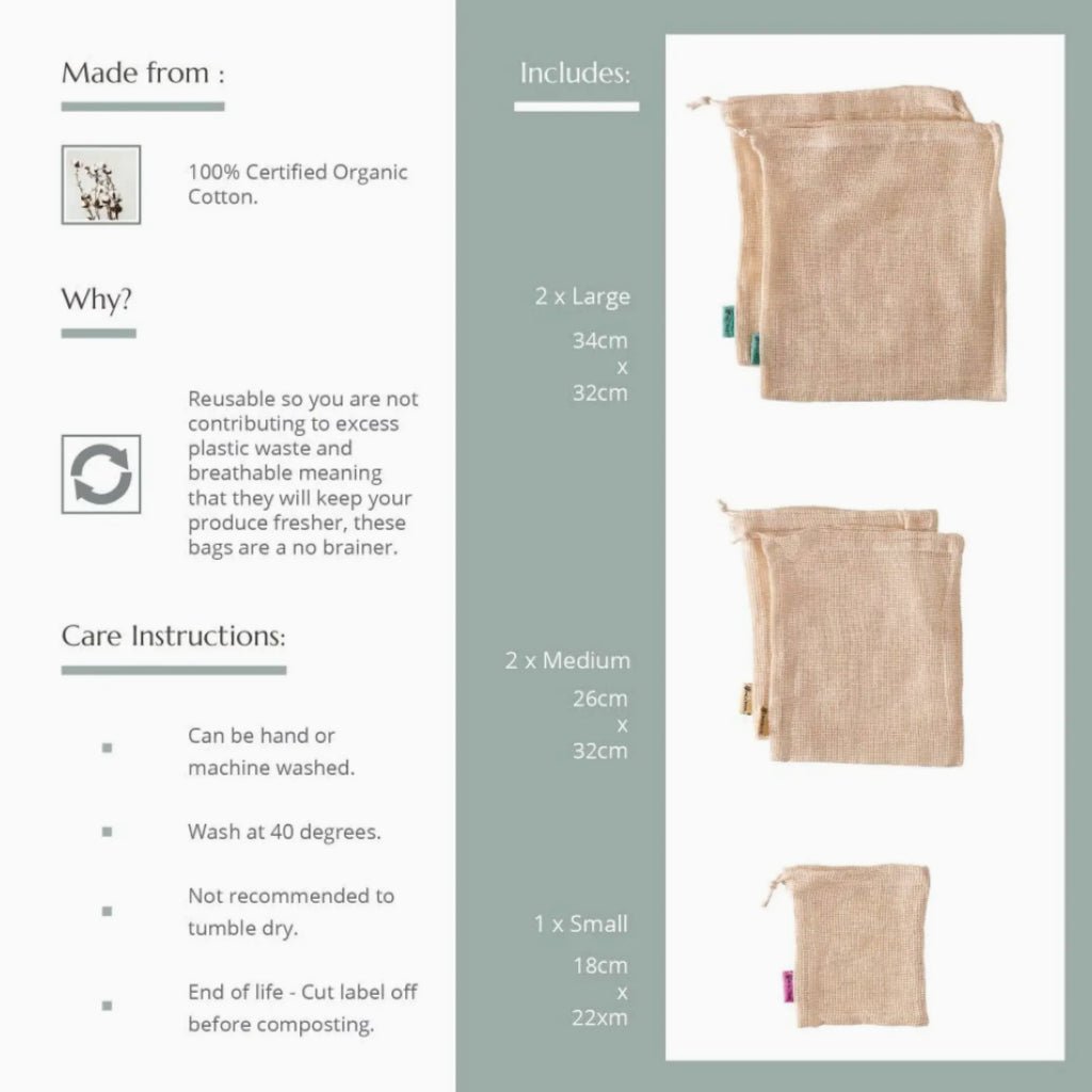 Reusable Mesh Produce Bags - 3 Pack - Stanley and Floyd