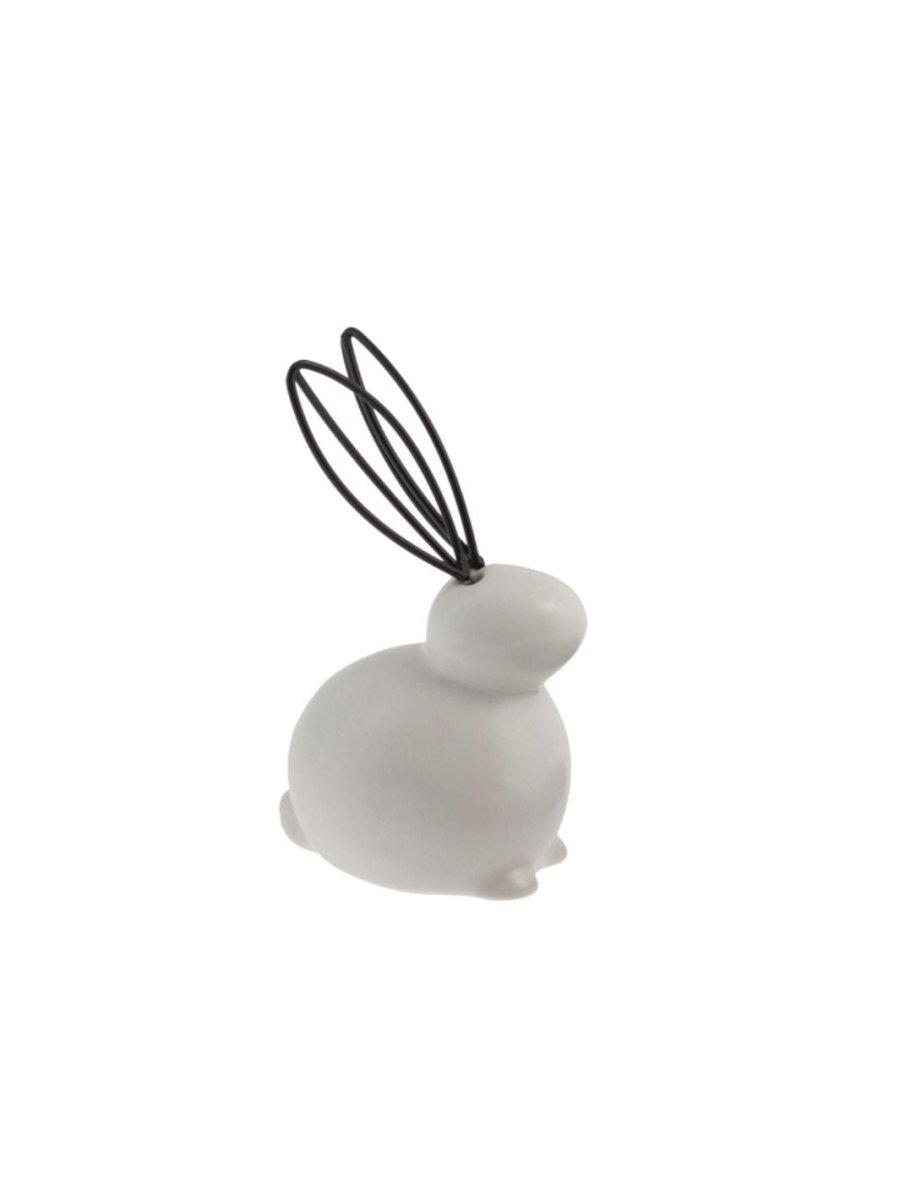 Set of 2 White Ceramic Rabbit Decorations - Stanley and Floyd