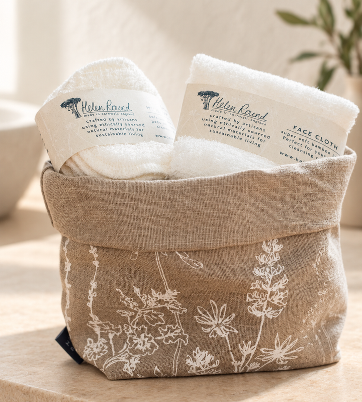Natural Linen Storage Pot - Hedgerow Design