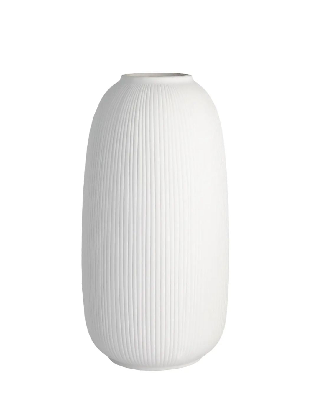 Storefactory Aby XL White Ribbed Ceramic Vase - 35cm
