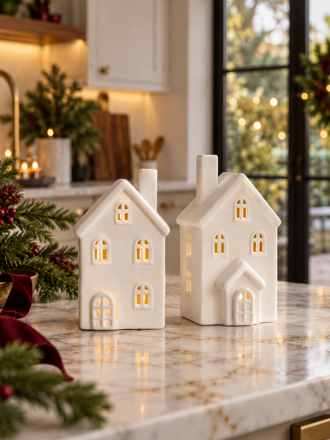 White Ceramic Nordic Tealight House No.12