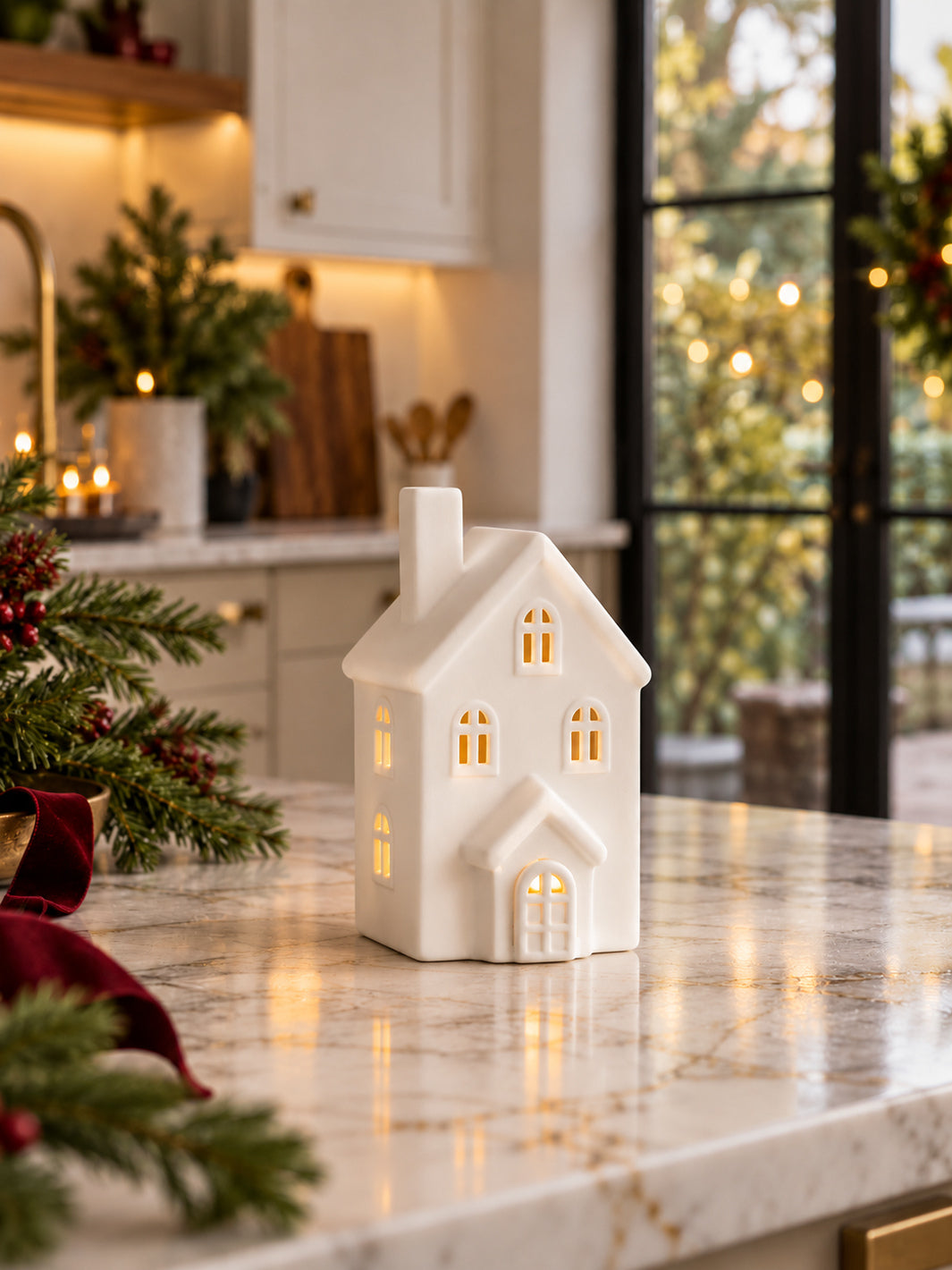 White Ceramic Nordic Tealight House No.12