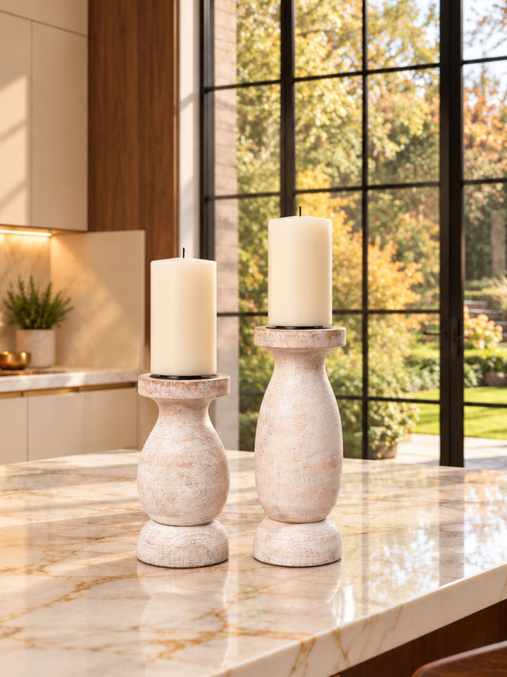 Wooden Pillar Candle Holders