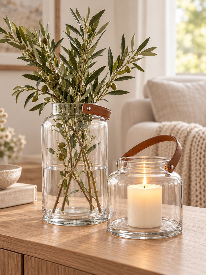 Hultsbruk Clear Glass Lantern with Faux Leather Handle - 2 sizes
