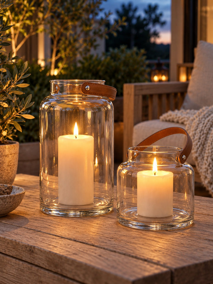 Hultsbruk Clear Glass Lantern with Faux Leather Handle - 2 sizes