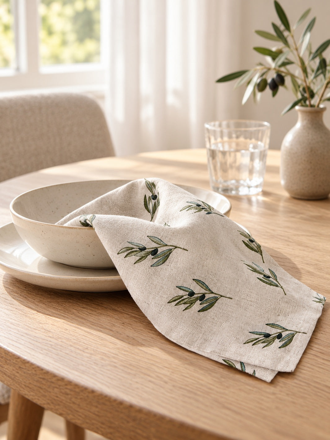 Olive Linen Napkins (Set of 4)