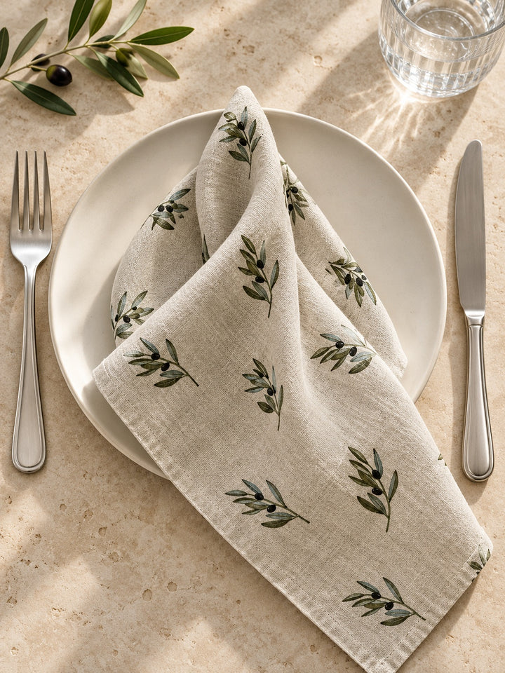 Olive Linen Napkins (Set of 4)