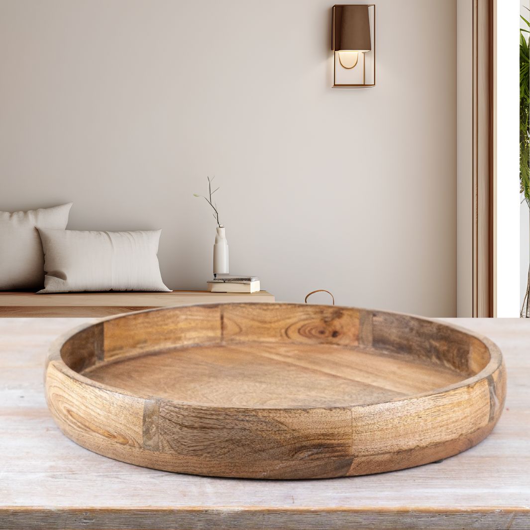Large Round Mango Wood Bowl