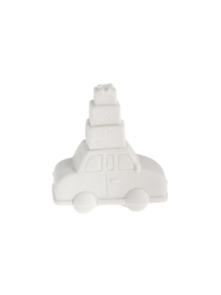 White Ceramic Christmas Presents Car
