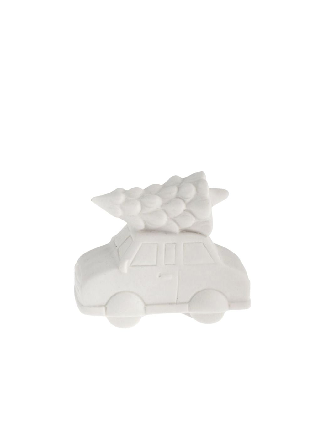 White Ceramic Christmas Tree Car