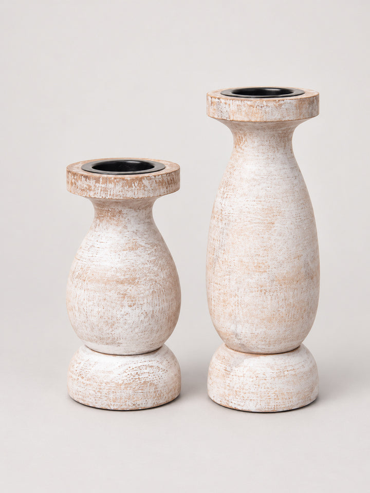 Wooden Pillar Candle Holders