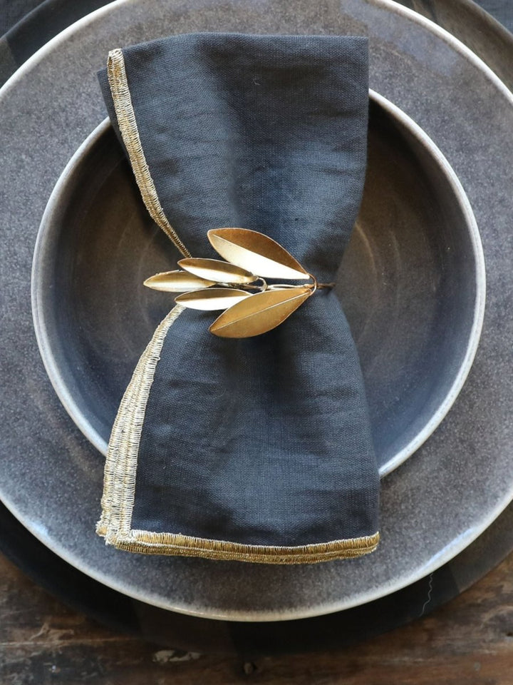 Brass Leaf Napkin Rings - Set of 4 - Stanley and Floyd