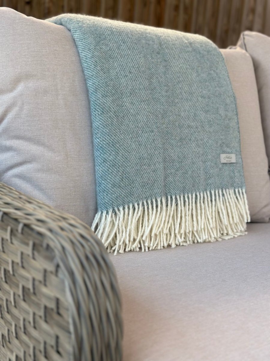 Duck Egg Blue Wool Throw - Stanley and Floyd