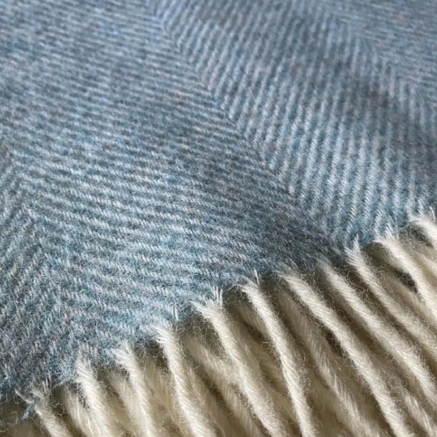 Duck Egg Blue Wool Throw - Stanley and Floyd