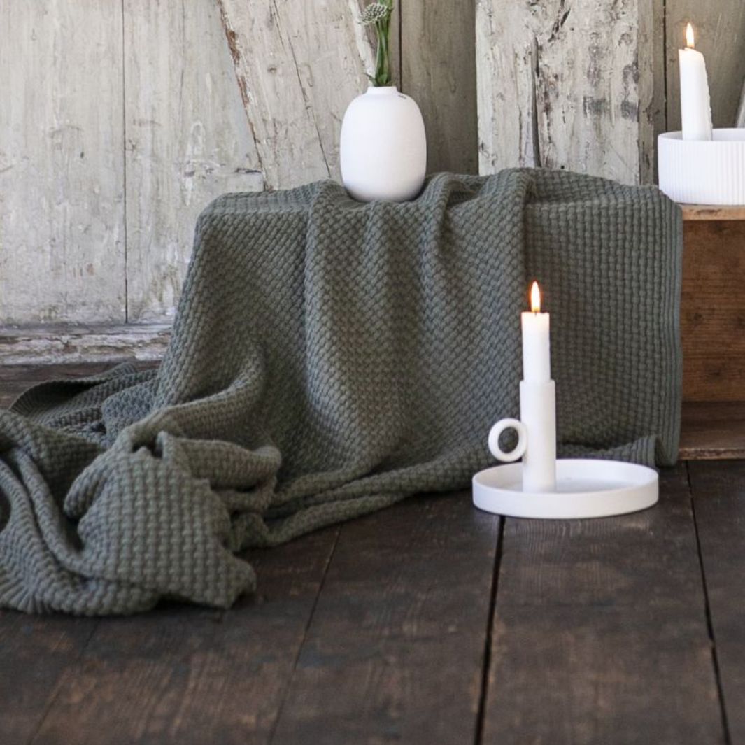 Green Vigge Knitted Throw - Stanley and Floyd