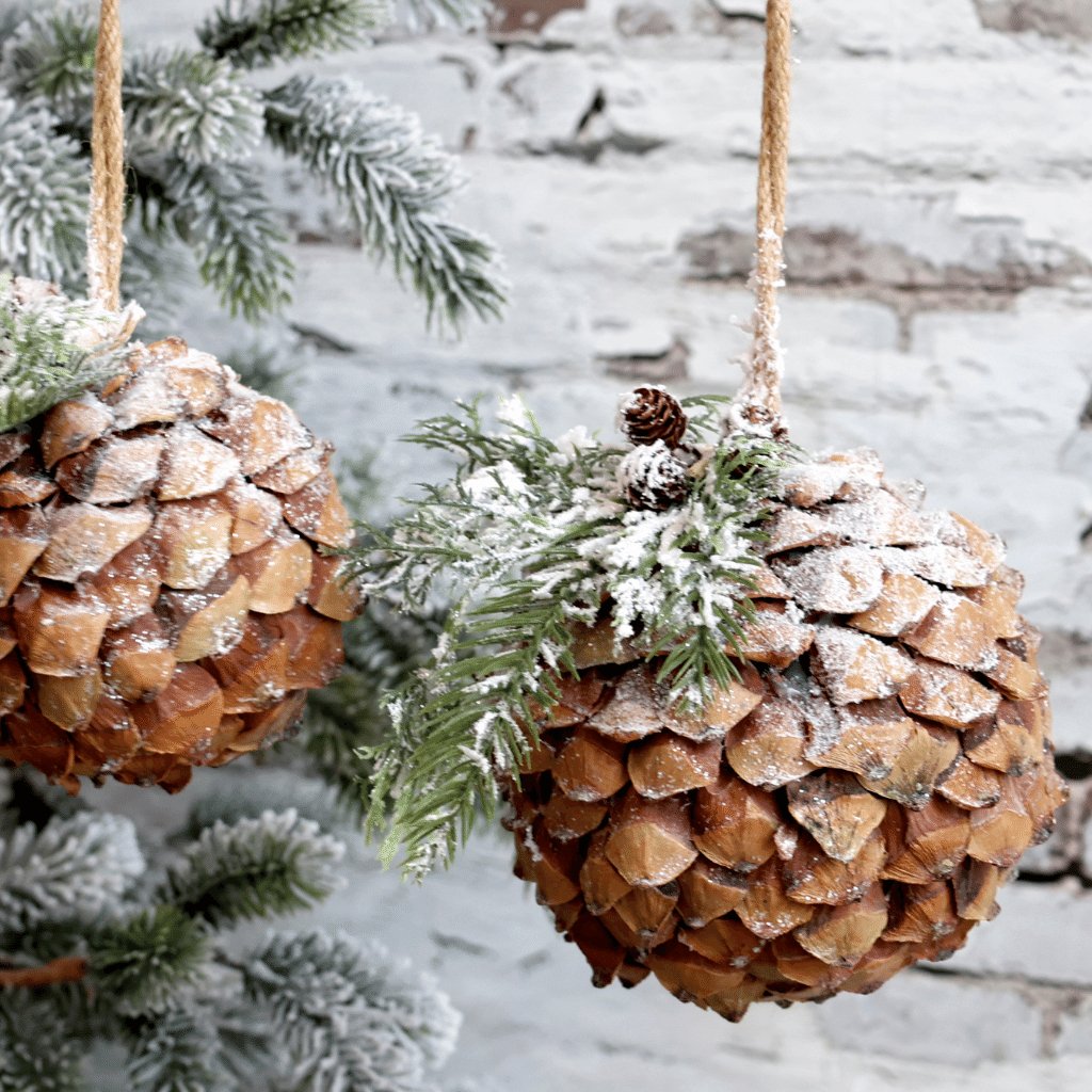 Snowy Pine Cone Baubles - 2 sizes available - Stanley and Floyd