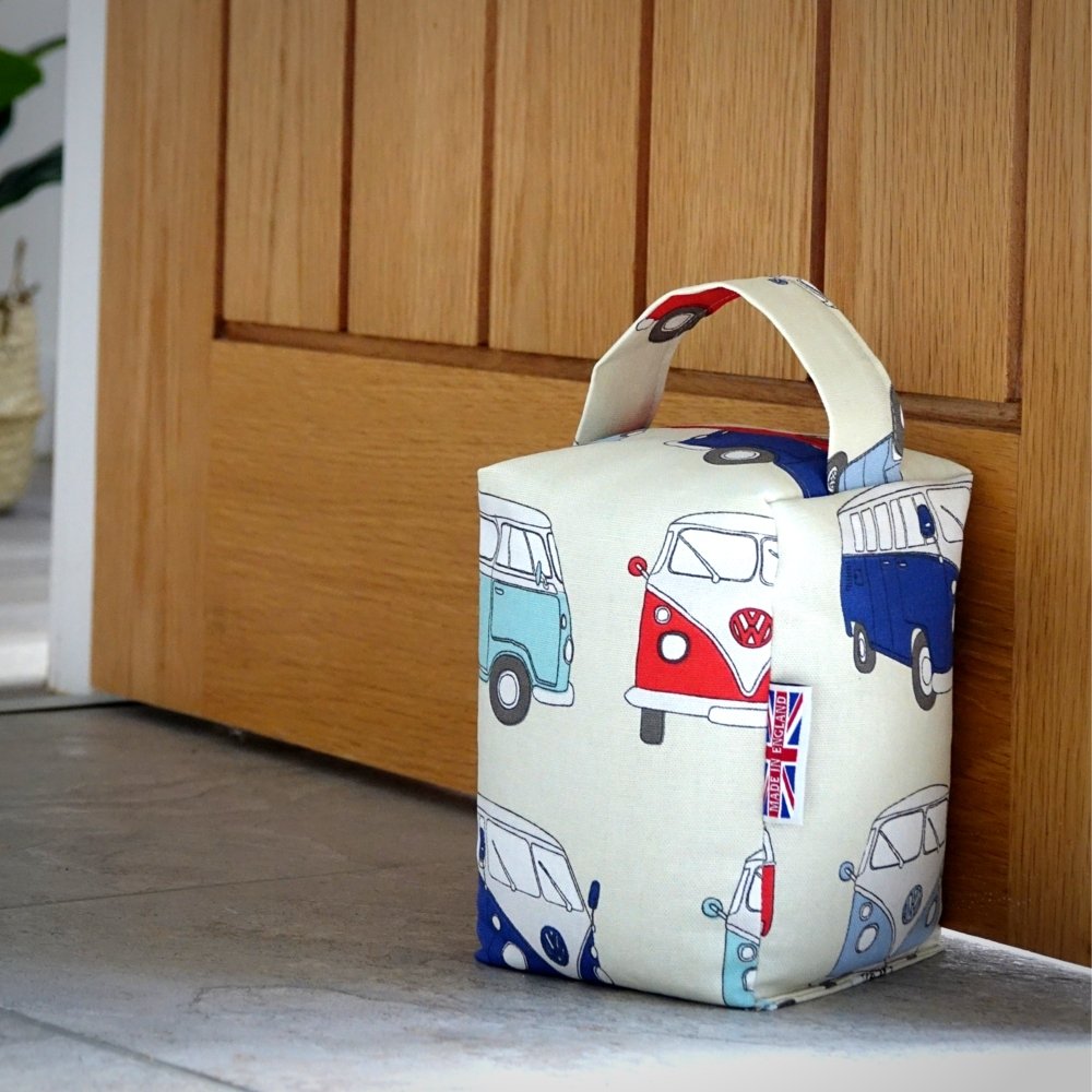 Handmade vintage camper van cotton door stop with weighted English wheat filling
